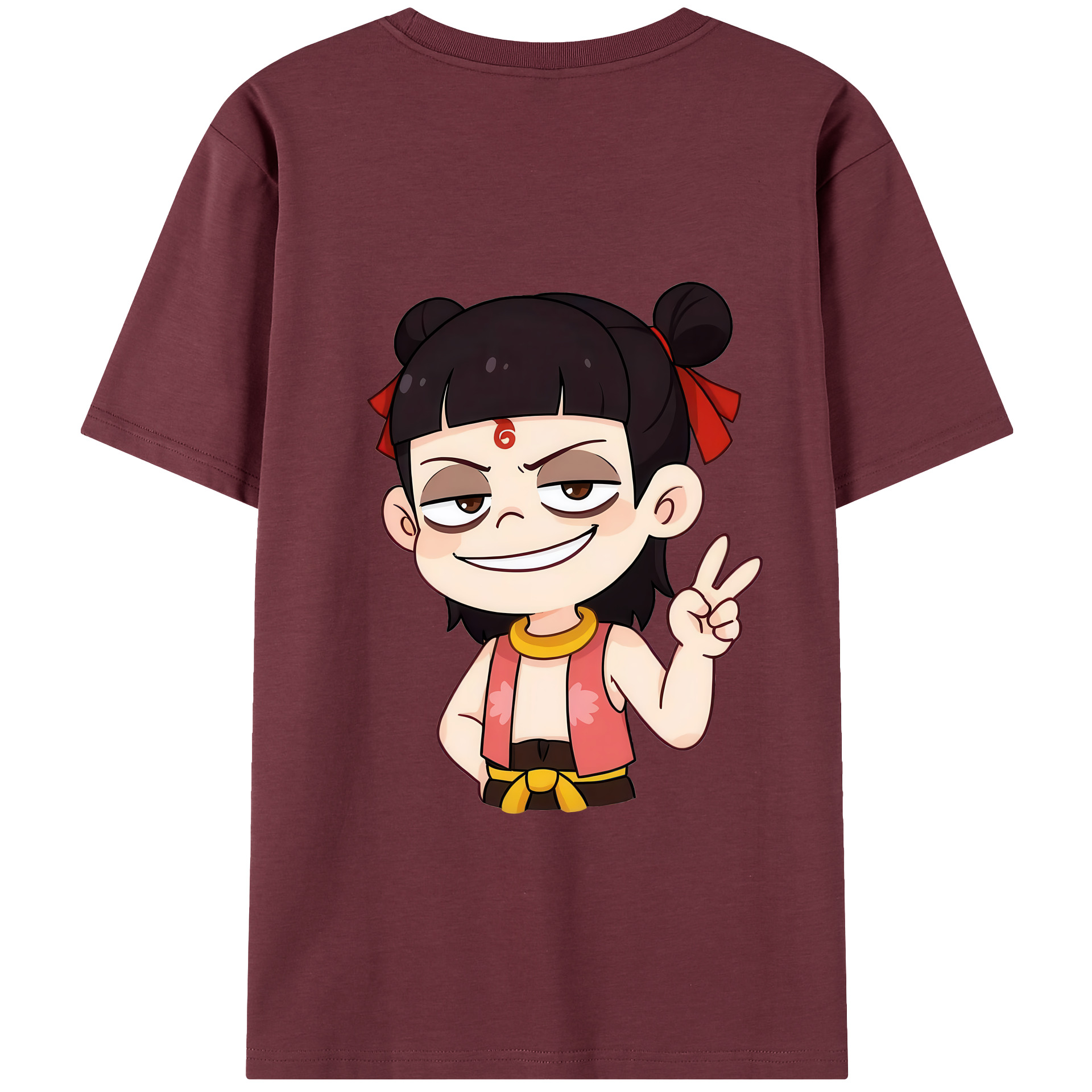 （画像用） Ne Zha 2 ナタ 魔童の大暴れ 綿100％半袖Tシャツ（背面プリント）